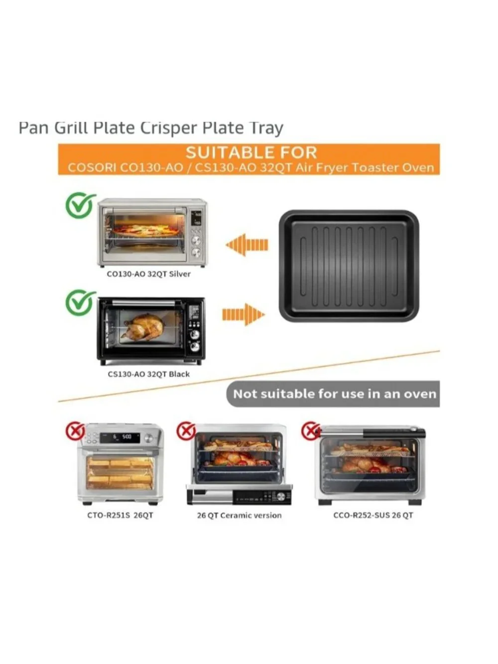 Non-Stick Air Fryer Replace Grill Pan COSORI CO130-AO CS130-AO 32QT Air Fryer